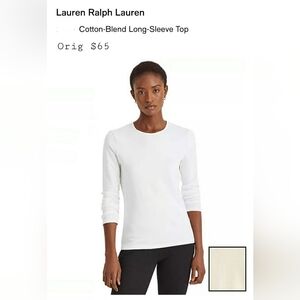 Lauren Ralph Lauren Women's  Cotton Long Sleeve Shirt in Cream Color